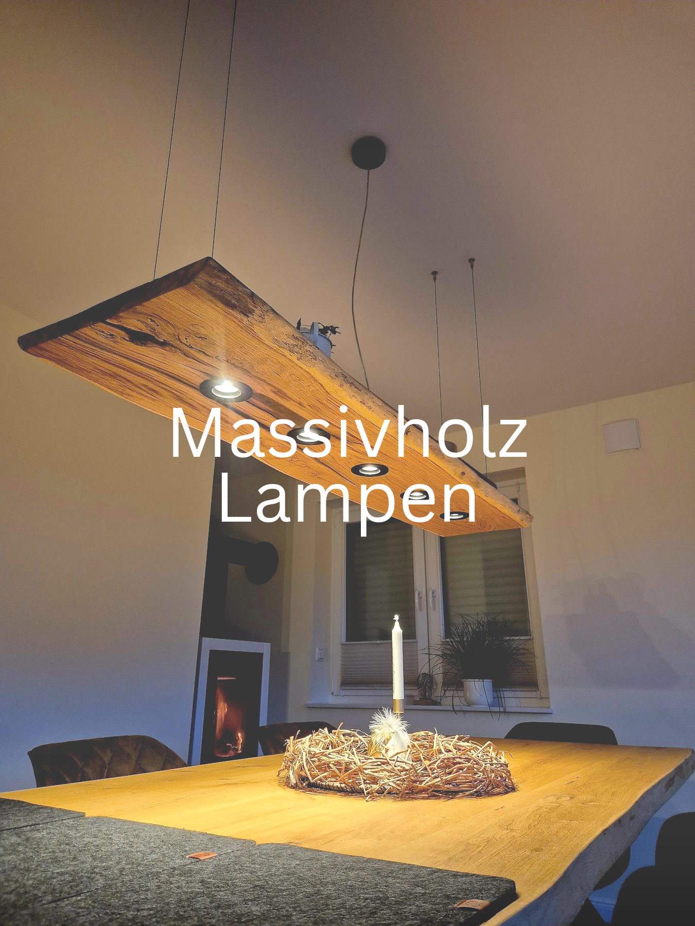 Deckenlampe Eichenbohle Holzlampe hängend