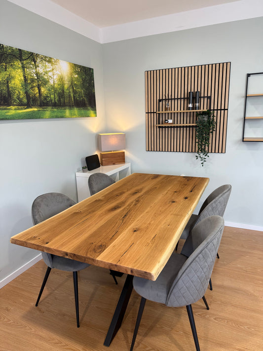 Tischplatte Eiche massiv Naturbaumkanten 180cm