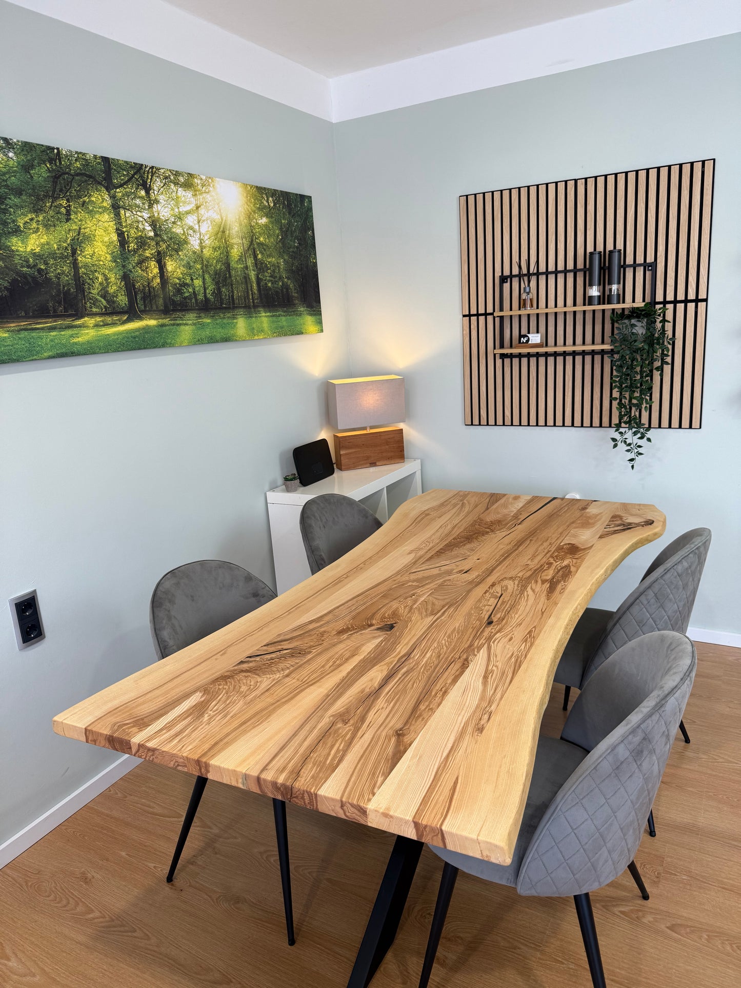 Tischplatte Esche massiv Naturbaumkanten 190cm