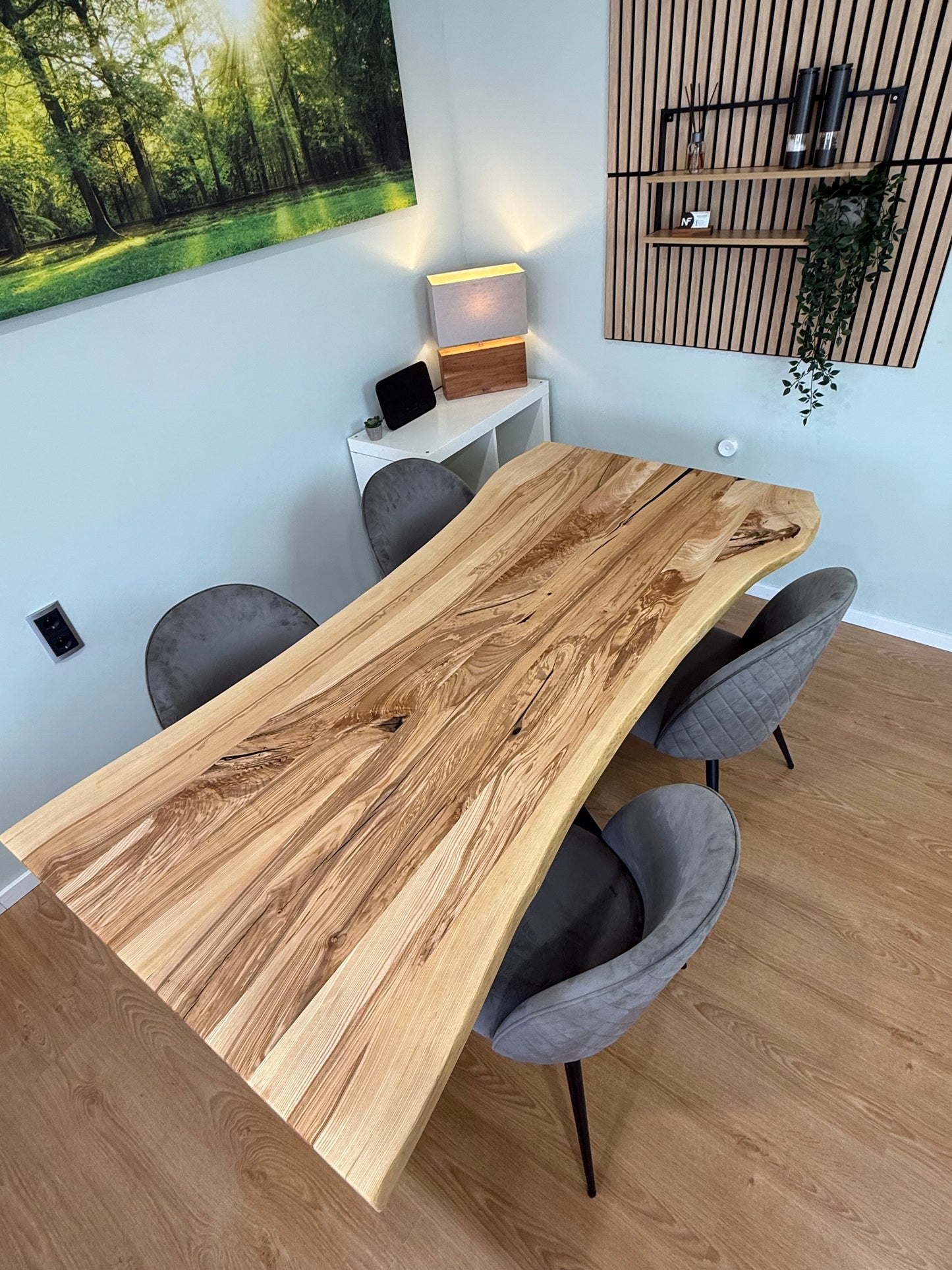 Tischplatte Esche massiv Naturbaumkanten 190cm